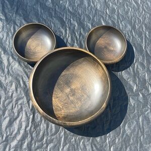 Hand Carved Hardwood 5 Piece Bowl Set- Large Salad and 4 Small-